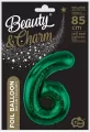 Balon foliowy cyfra 6. Zieleń butelkowa 85cm - tantis.pl
