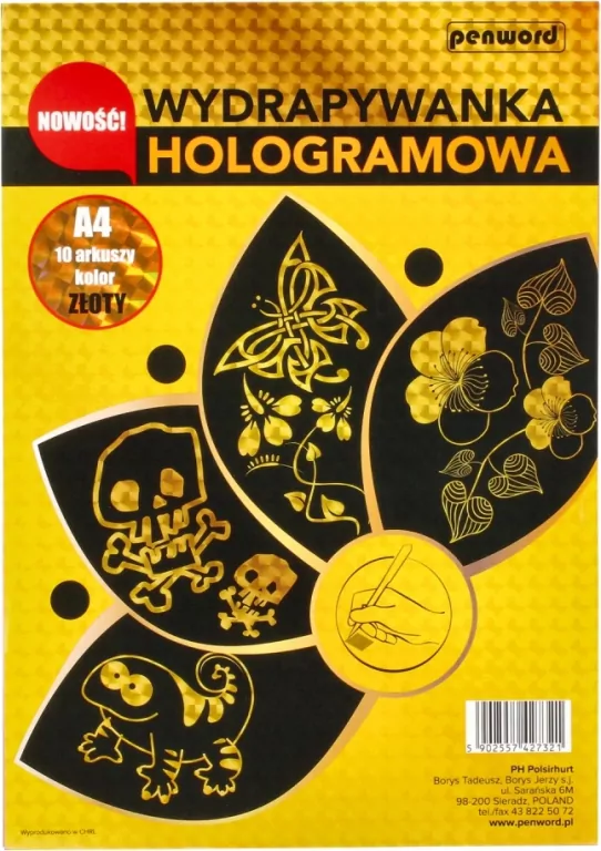 Wydrapywanka hologramowa A4 złota - tantis.pl
