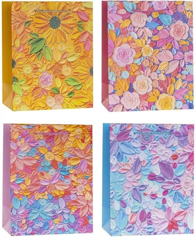 Torebka z brokatem Kwiaty 31x42x10cm mix ROZETTE - tantis.pl