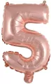 Balon foliowy mini cyfra 5 różowe złoto 25,5x40cm - tantis.pl