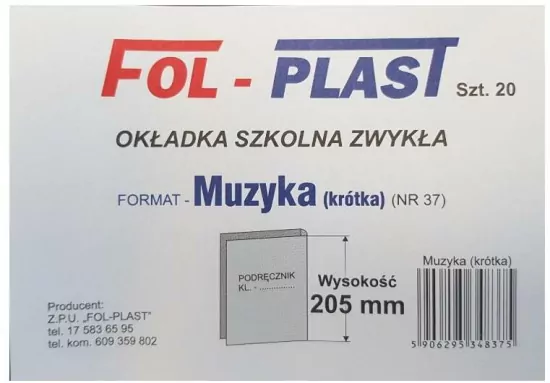 Okładka na podręcznik do muzyki krótka NR 37