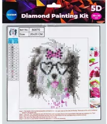 Diamentowa mozaika 5D - Dog in glasses 20x20 80870