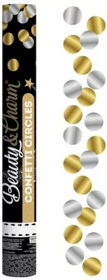 Konfetti pneumatyczne złote i białe kółeczka 40cm