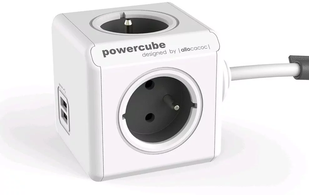 Przedłużacz allocacoc PowerCube Extended USB 2402GY/FREUPC (1,5m; kolor szary) - tantis.pl