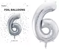 Balon foliowy cyfra 6 86cm srebrny - tantis.pl