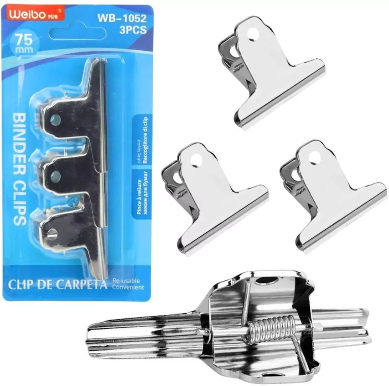 Klipsy metalowe biurowe 75mm - tantis.pl