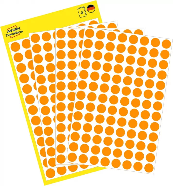 Etykieta samoprzylepna 8 koła pomarańczowe - tantis.pl
