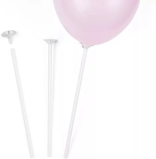 Patyczki z zatyczkami do balonów 30cm białe - tantis.pl
