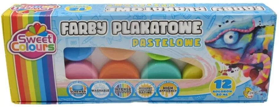 Farby plakatowe pastelowe 12 kolorów - tantis.pl