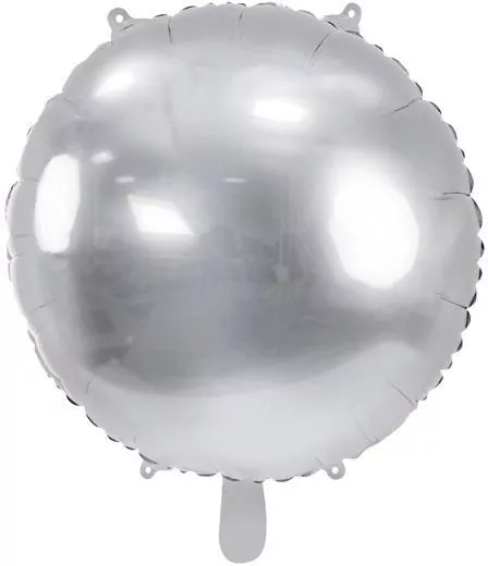 Balon foliowy okrągły Pastylka 59cm srebrny - tantis.pl