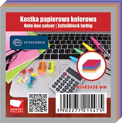 Kostka papierowa kolorowa 85x85x50 mm - tantis.pl
