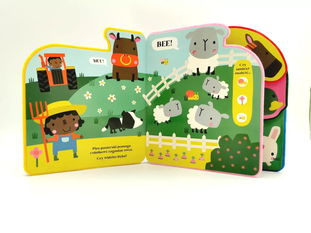 Na farmie. Akademia Mądrego Dziecka. Poznaję dotykiem. Zabawa w szukaj i znajdź - tantis.pl