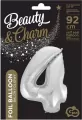 Balon foliowy cyfra 4 Beauty&Charm srebrna 92 cm - tantis.pl