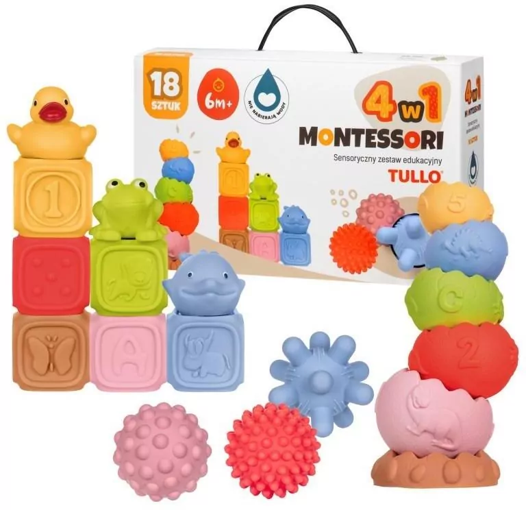 Klocki sensoryczne Zestaw Montessori - tantis.pl