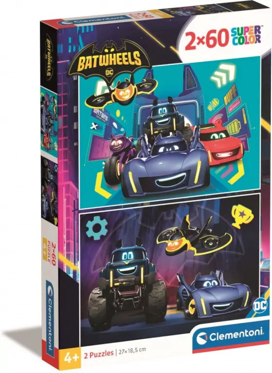 Clementoni. Puzzle 2x60 Super Kolor. Batwheels - tantis.pl