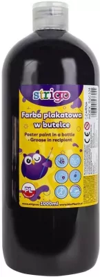 Farba plakatowa w butelce 1000ml czarna STRIGO