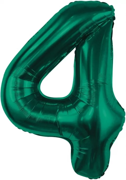 Balon foliowy cyfra 4. Zieleń butelkowa 85cm - tantis.pl