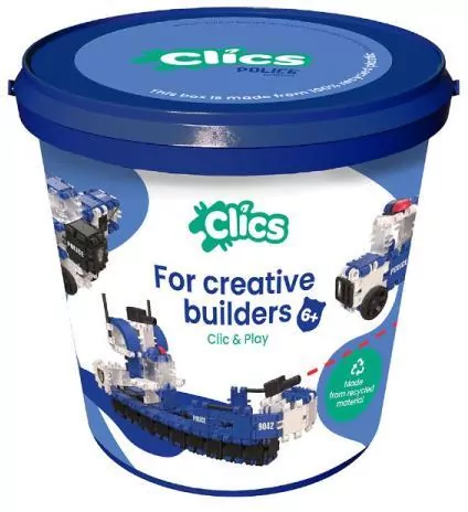 Clics Toys. Klocki konstrukcyjne 8w1, Policja, 135 elementów - tantis.pl