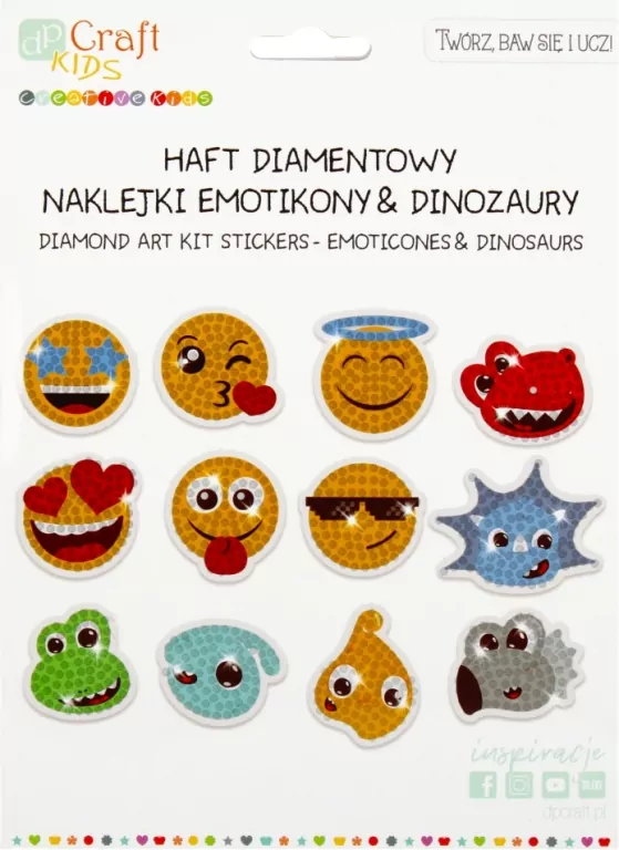 Haft diamentowy. Naklejki. Emotikony i dinozaury - tantis.pl