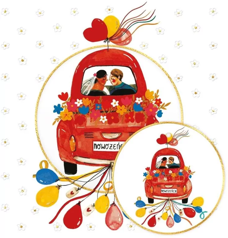 Karnet KW koperta z kółkiem Ślub Garbus - tantis.pl