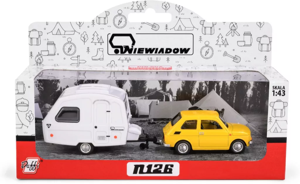 Fiat 126p + przyczepa Niewiadów Kemping żółty - tantis.pl
