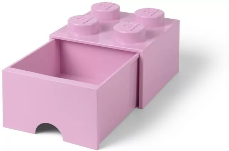 LEGO(R) pojemnik klocek z szufladą czwórka jasny róż - tantis.pl