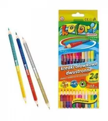 Kredki ołówkowe dwustronne 24 kolory