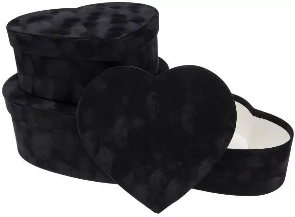 Pudełko Flower Box welur serce czarne ROZETTE - tantis.pl