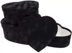 Pudełko Flower Box welur serce czarne ROZETTE