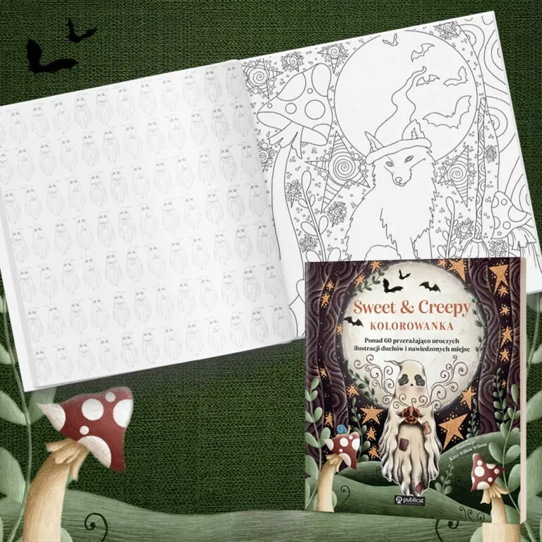 Sweet & Creepy. Kolorowanka. Ponad 60 przerażająco uroczych ilustracji duchów i nawiedzonych miejsc - tantis.pl
