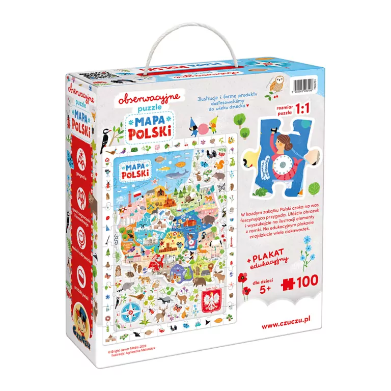 CzuCzu. Puzzle 100 Obserwacyjne. Mapa Polski - tantis.pl