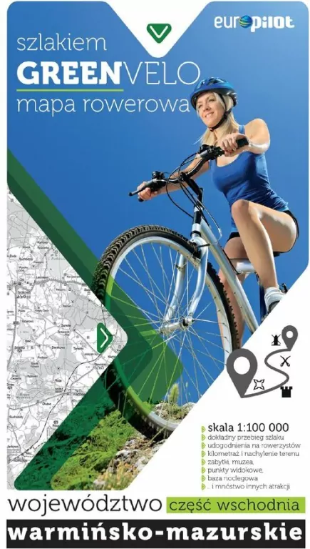 Województwo warmińsko-mazurskie. Część wschodnia. Szlakiem GreenVelo. Mapa rowerowa - tantis.pl
