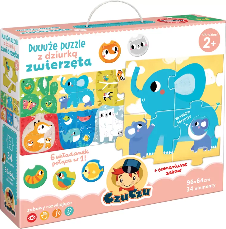 CzuCzu. Duuuże puzzle z dziurką. Zwierzęta - tantis.pl