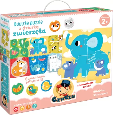 CzuCzu. Duuuże puzzle z dziurką. Zwierzęta