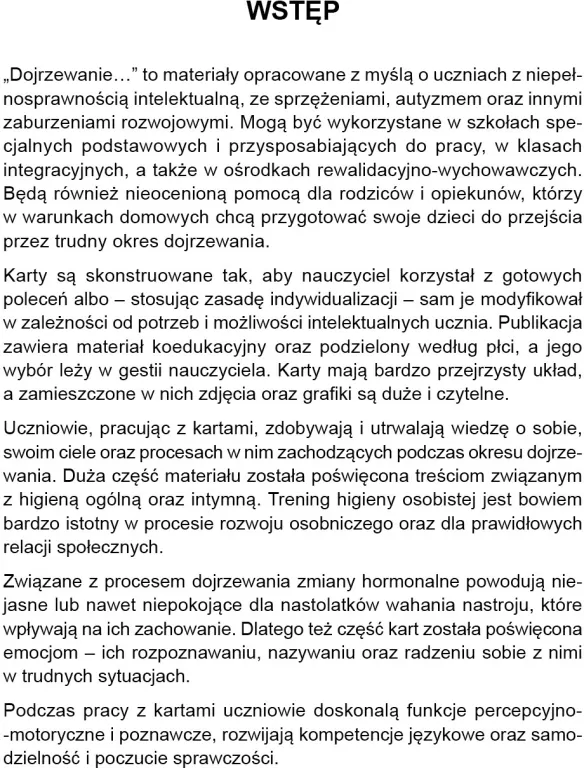 Dojrzewanie. Materiały dla uczniów ze specjalnymi potrzebami edukacyjnymi - tantis.pl