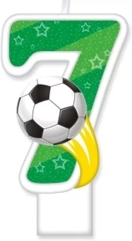 Świeczka urodzinowa Piłka. Cyfra 7, 8cm - tantis.pl