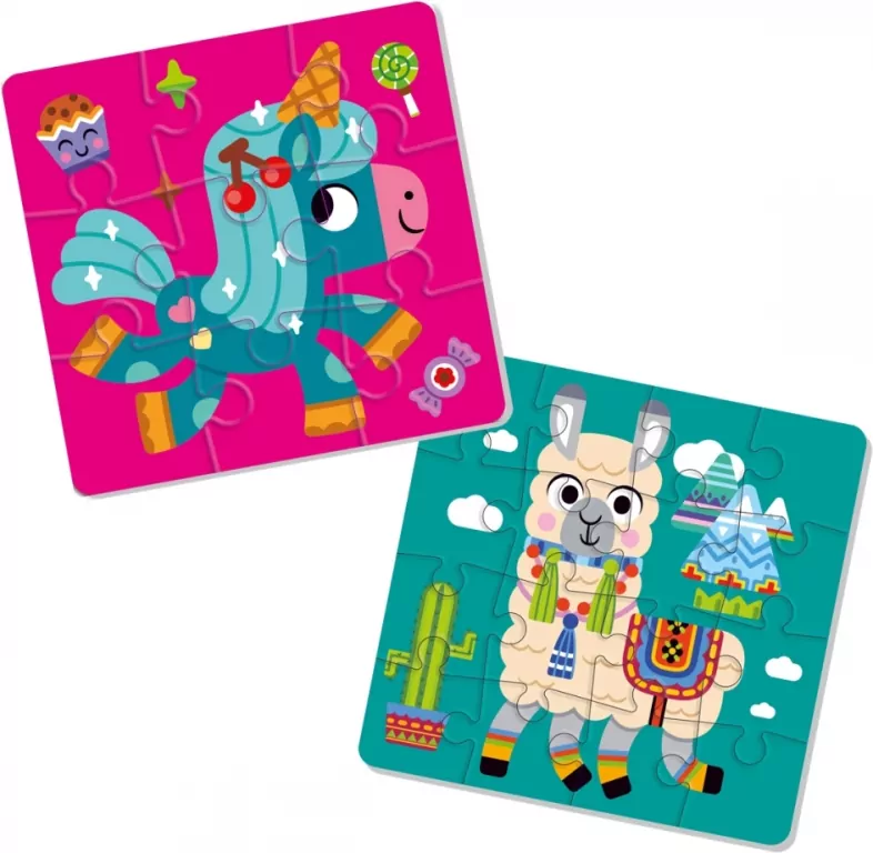 Piankowe puzzle 2w1. Jednorożec i lama - tantis.pl