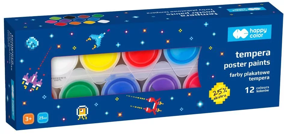 Farby plakatowe Pixi Planet 12 kolorów Happy Color - tantis.pl