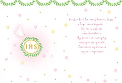 Karnet A5 Komunia. Gołąb różowy