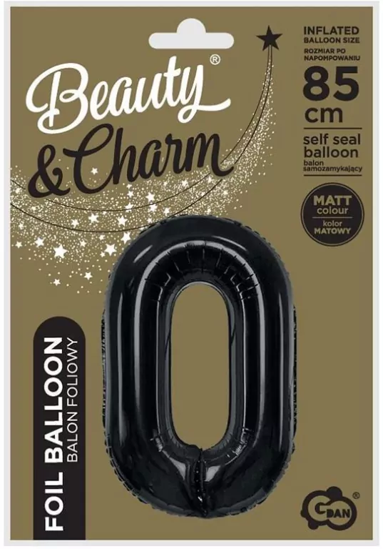 Balon foliowy B&C cyfra 0 matowa czarna 85cm - tantis.pl
