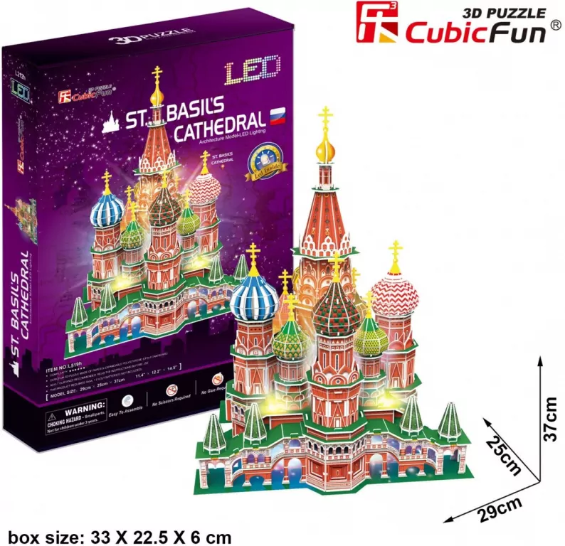 Puzzle 3D. Katedra Świętego Bazyla LED - tantis.pl