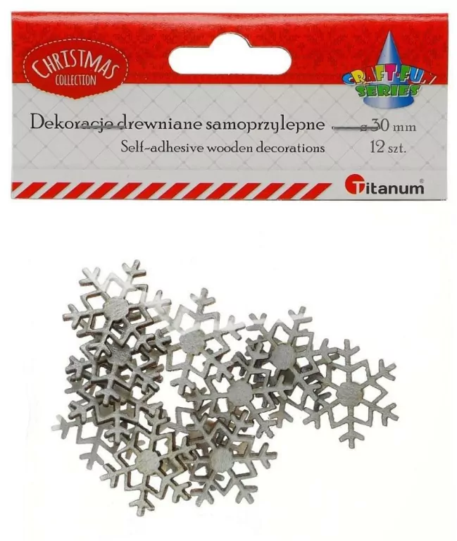 Drewniane płatki śniegu samoprzylepne 12 szt - tantis.pl