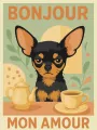 Malowanie po numerach - Plakat Poranek z chihuahua - tantis.pl