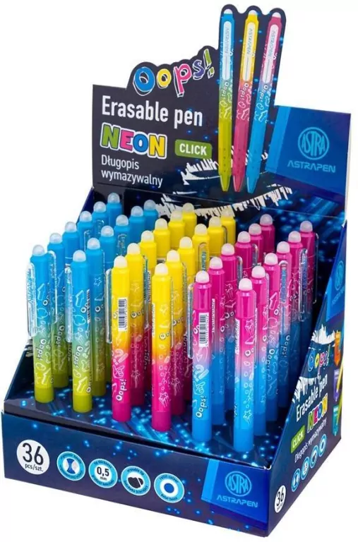 Długopis wymazywalny 0,5mm Neon  ASTRA - tantis.pl