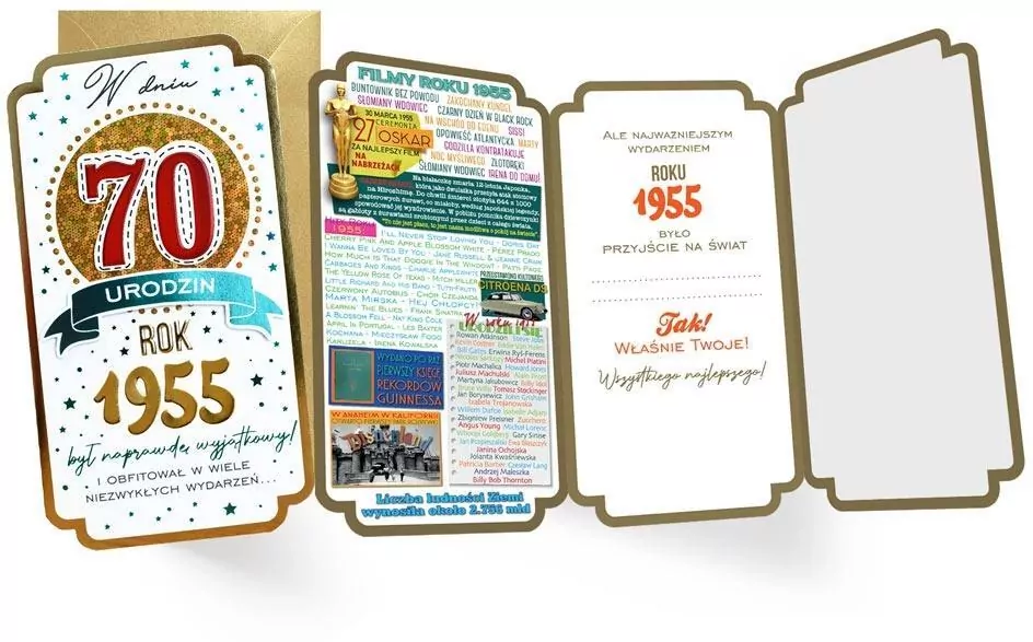 Karnet urodziny 70 - tantis.pl