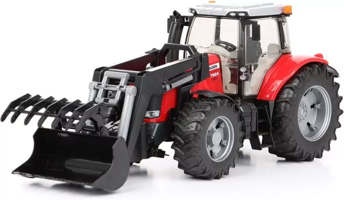 Traktor Massey Ferguson. Pojazd rolniczy z ładowarką. 7624 BRUDER - tantis.pl