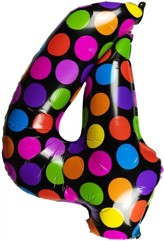 Balon foliowy cyferka 4 w kropki - tantis.pl