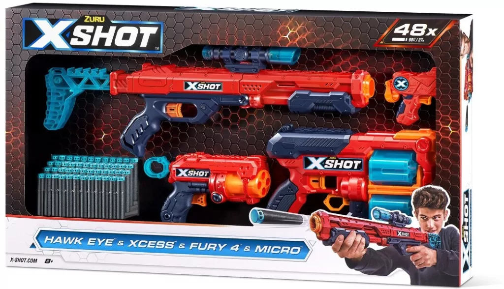 X-Shot. Zestaw wyrzutni Excel Combo Hawk + Xcess + Fury 4 + Micro - tantis.pl