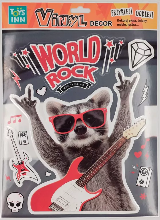 Naklejki winylowe zwierzaki - Szop rock. ToysInn - tantis.pl