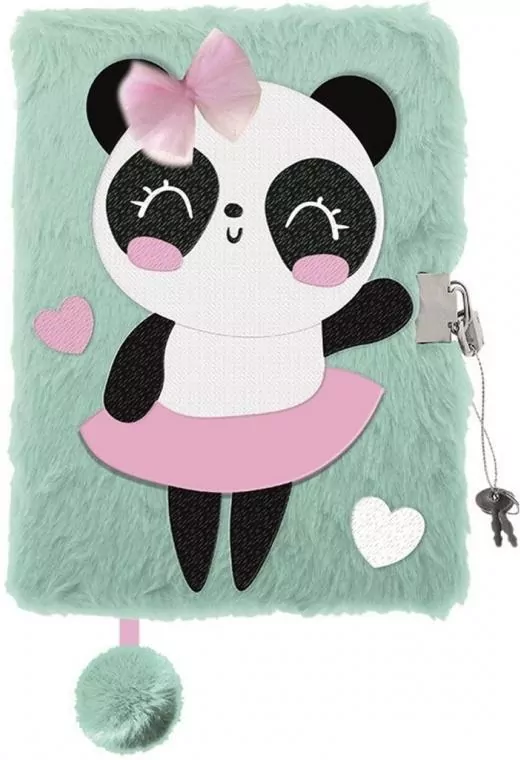 Pamiętnik A5 Włochacz z kłódką 3D. My Little Friend Panda Ballerina - tantis.pl